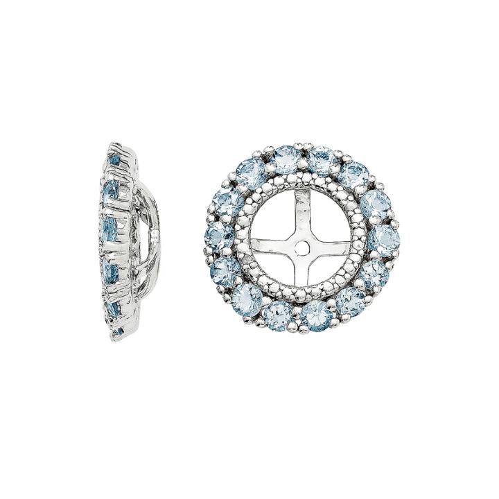 Diamond Accent And Heat-treated Aquamarine Earring Jackets