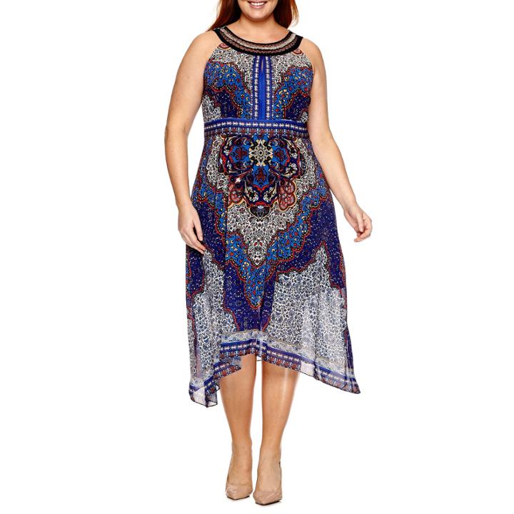 Studio 1 Sleeveless Embellished Paisley Fit & Flare Dress-plus