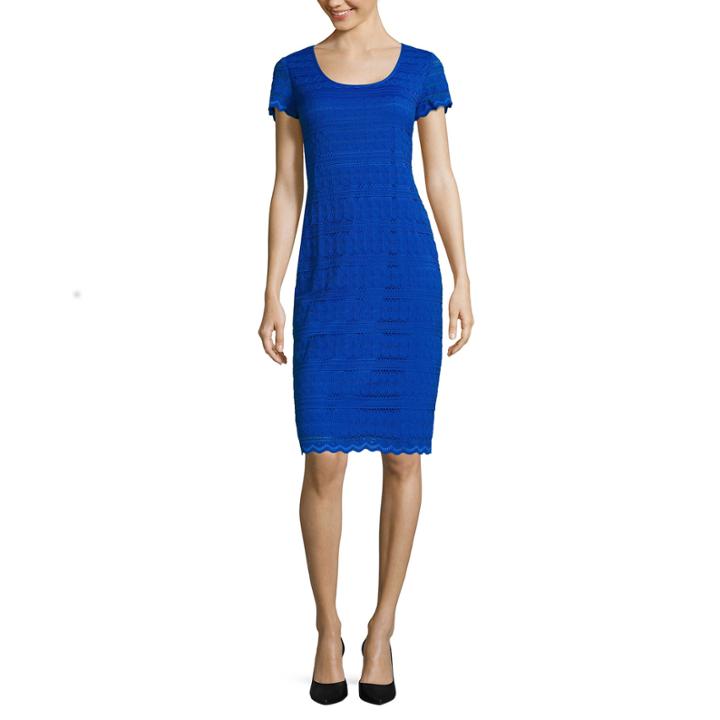 Ronni Nicole Short Sleeve Lace Sheath Dress