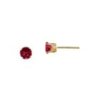 5mm Round Lead Glass-filled Ruby 14k Yellow Gold Earrings