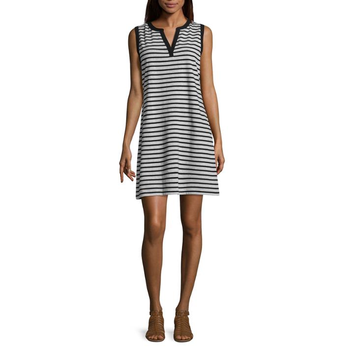 Liz Claiborne Sleeveless Stripe A-line Dress