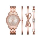 Liz Claiborne Womens Rose-tone 4-pc. Bangle And Watch Set