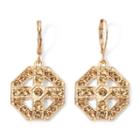 Monet Brown Crystal Gold-tone Drop Earrings