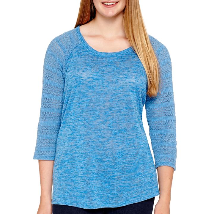 Arizona Raglan-sleeve Lace Baseball T-shirt - Juniors Plus