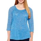 Arizona Raglan-sleeve Lace Baseball T-shirt - Juniors Plus