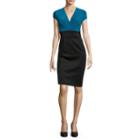 Tiana B. Cap-sleeve Surplice-top Layered Sheath Dress