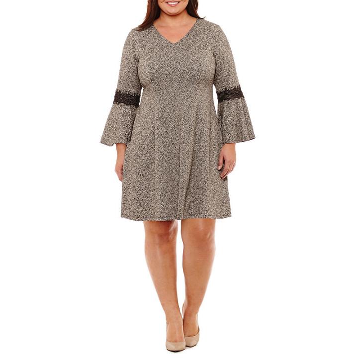 Robbie Bee Long Sleeve Fit & Flare Dress - Plus