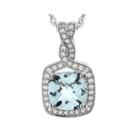 Genuine Aquamarine And Lab-created White Sapphire Pendant Necklace