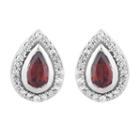 1/8 Ct. T.w. Genuine Red Garnet 10k White Gold 9.4mm Pear Stud Earrings