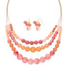 Mixit&trade; Pink And Peach Beaded Necklace And Earrings Set