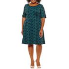 Danny & Nicole Elbow Sleeve Floral Fit & Flare Dress-plus