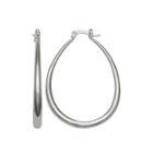 Silver Reflections Silver Plated Oval Polished Pure Silver Over Brass 35mm Oval Hoop Earrings