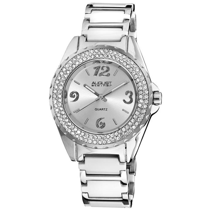 August Steiner Womens Silver Tone Strap Watch-as-8036wt
