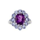 Genuine Amethyst And Blue Tanzanite Sterling Silver Ring