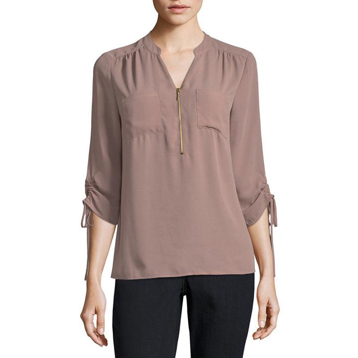 Worthington Zip Front Blouse-talls