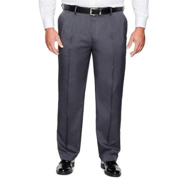 Savane Crosshatch Stretch Straight Fit Pleated Pants - Big And Tall