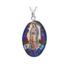 Sterling Silver Our Lady Of Guadalupe Pressed Flower Pendant Necklace