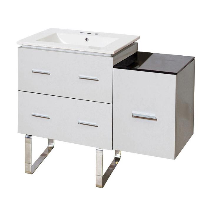 37.75-in. W Floor Mount White Vanity Set For 3h8-in. Drilling