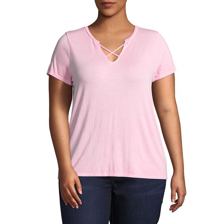 Arizona Short Sleeve Criss Cross Tee- Juniors Plus