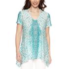 Gloria Vanderbilt Short Sleeve Woven Pattern Blouse