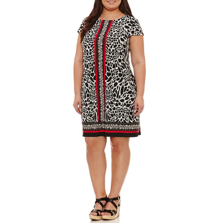 R & K Originals Short Sleeve Animal Sheath Dress-plus