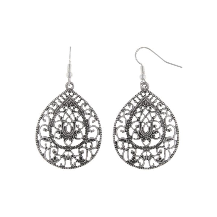 Decree Silver-tone Teardrop Earrings