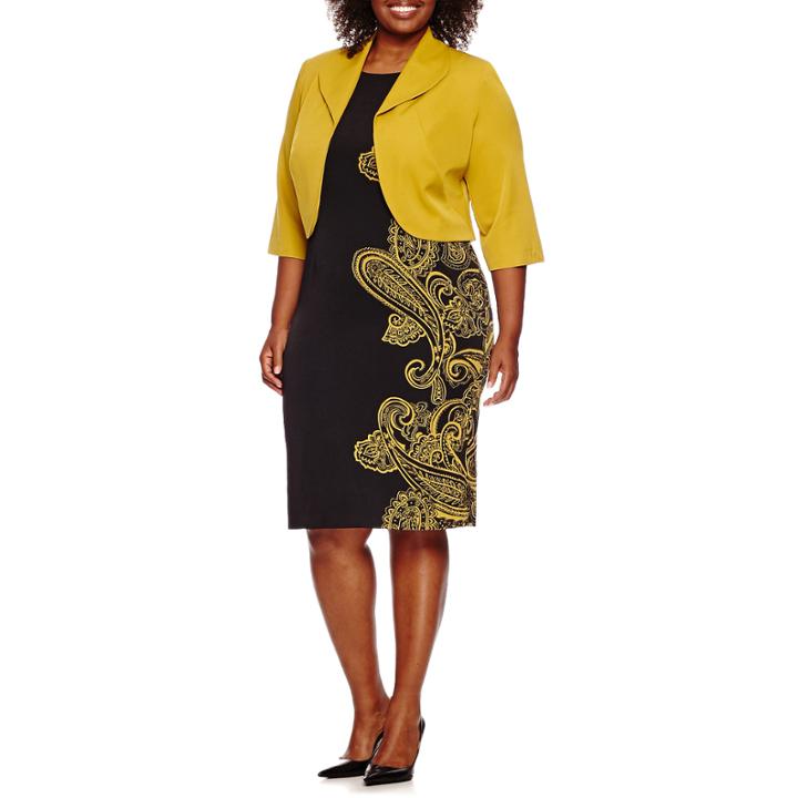 Maya Brooke 3/4-sleeve Paisley Jacket Dress - Plus