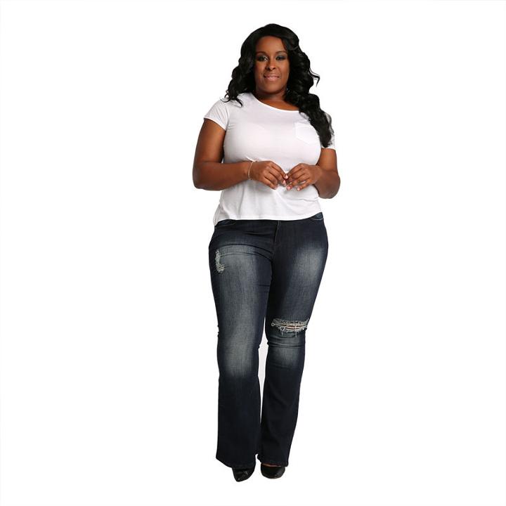 Poetic Justice Curvy 24 Flare Leg Destroyed Jean - Plus