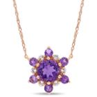 Womens Genuine Purple Amethyst 10k Rose Gold Star Pendant Necklace