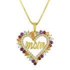 Genuine Multi-gemstone Mom Pendant Necklace