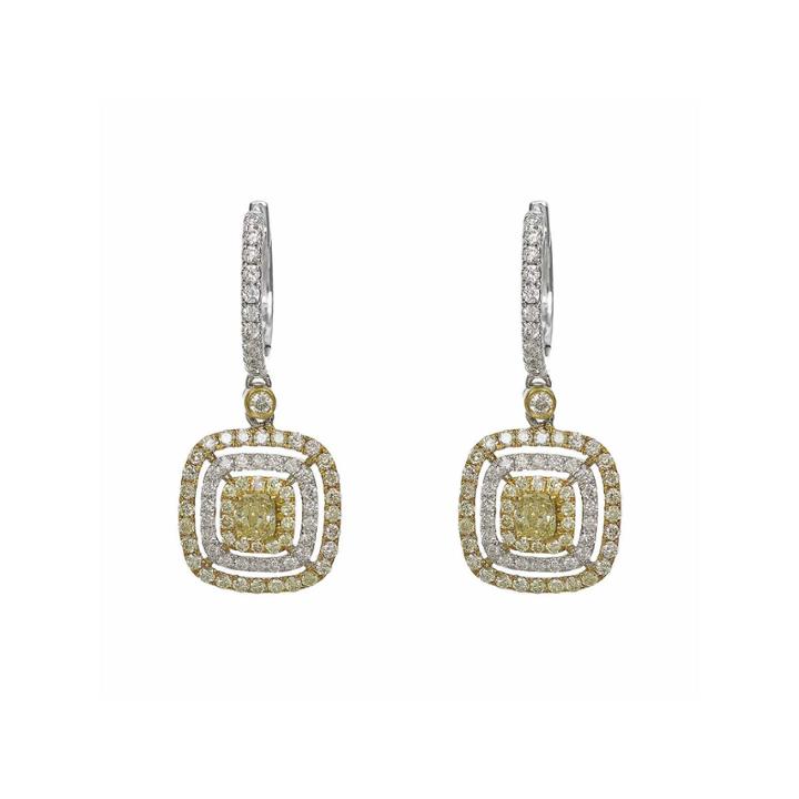 1 1/2 Ct. T.w. Yellow Diamond 18k Gold Drop Earrings