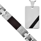 Mens Diamond-accent Dog Tag Pendant Necklace & Bracelet 2-pc. Set