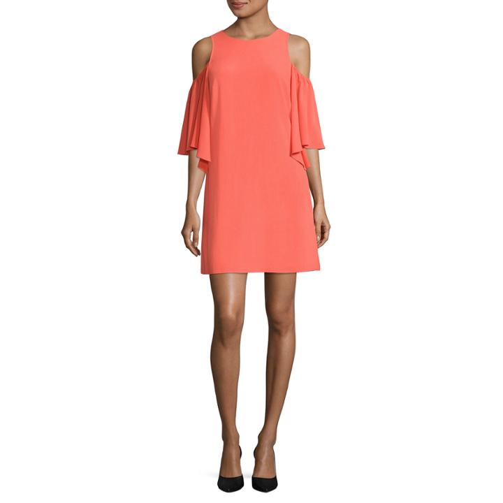 Worthington Cold Shoulder Flutter Sleeve Shift Dress