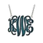 Personalized 32mm Sterling Silver Enamel Monogram Necklace