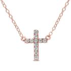 Womens 1/8 Ct. T.w. Genuine White Diamond Cross Pendant Necklace