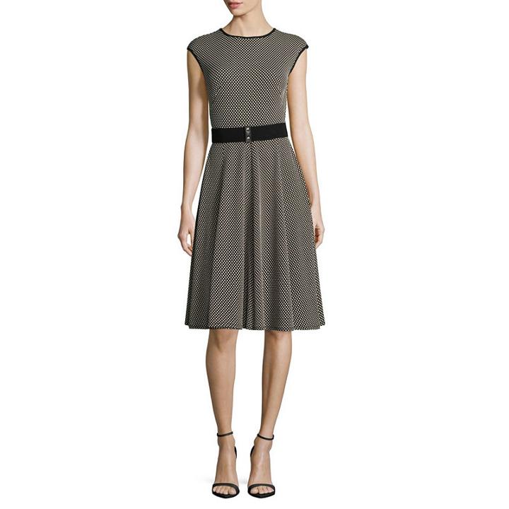 Danny & Nicole Sleeveless Dots A-line Dress-petites