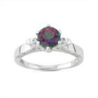 Womens Green Mystic Fire Topaz Sterling Silver Cocktail Ring