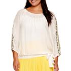 Alyx Embroidered Lace-sleeve Gauze Top - Plus