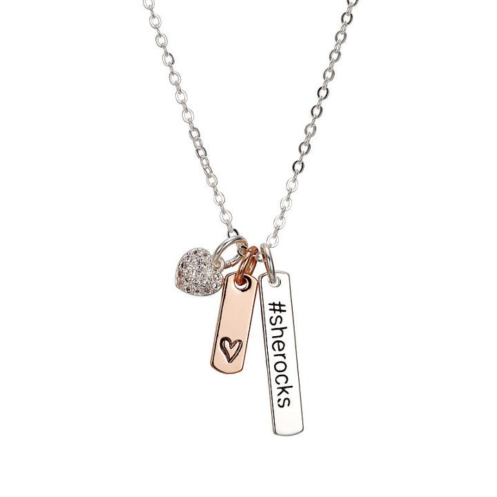 Footnotes She Rocks Womens Clear Crystal Heart Pendant Necklace