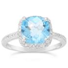 Womens 1/6 Ct. T.w. Genuine Blue Blue Topaz Sterling Silver Halo Ring