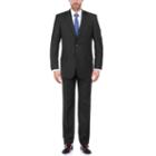 Verno Men's Black 100% Wool Slim Fit Double Vent Two Piece Suit