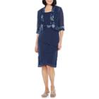 Maya Brooke 3/4 Sleeve Embroidered Jacket Dress