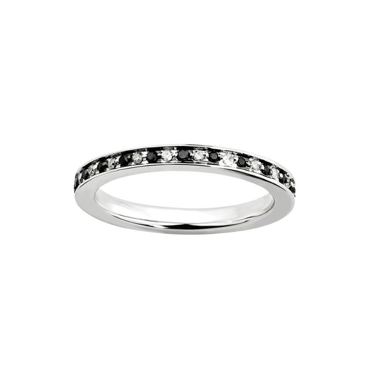 Personally Stackable Ctw White & Color-enhanced Black Diamond Eternity Ring