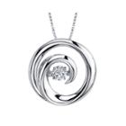 Dancing Cubic Zirconia Sterling Silver Swirl Pendant Necklace