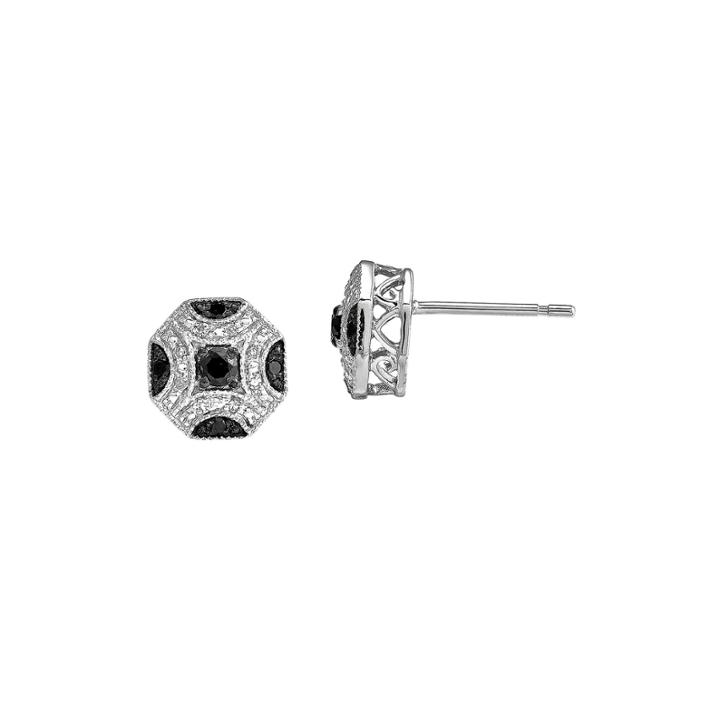 1/4 Ct. T.w. White & Color-enhanced Black Diamond 14k White Gold Earrings