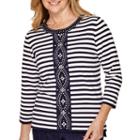 Alfred Dunner Sausalito 3/4-sleeve Striped Sweater