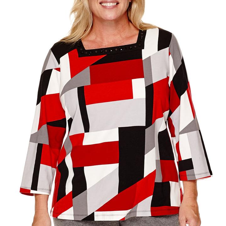 Alfred Dunner Madrid 3/4-sleeve Colorblock Top - Plus
