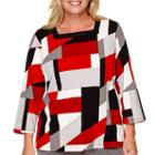 Alfred Dunner Madrid 3/4-sleeve Colorblock Top - Plus