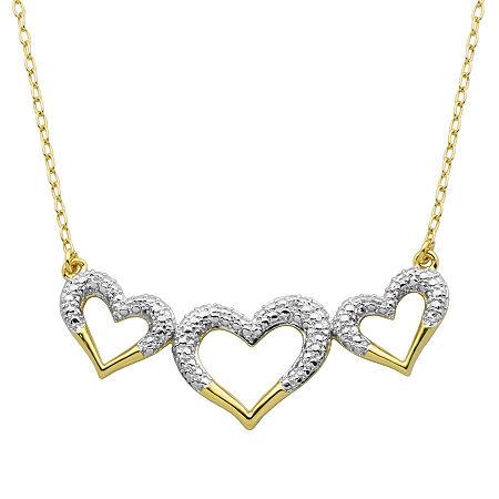 Classic Treasures Diamond-accent 18k Two-tone Gold Over Brass Triple-heart Necklace