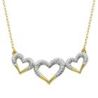 Classic Treasures Diamond-accent 18k Two-tone Gold Over Brass Triple-heart Necklace